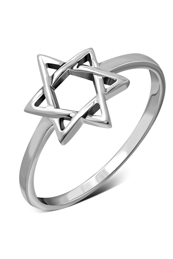 Womens 925 Sterling Silver Jewish Star of David Ring - Size 5