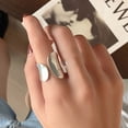thumbnail image 1 of Womens 925 Sterling Silver Ring Simple Geometric Hollow Wide Band Polished Finish Fashion Ring Index Finger Ring Silver Ring for Women, 1 of 5