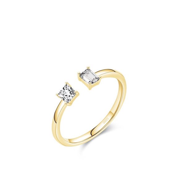 Womens 925 Sterling Silver Ring with Sparkling Clear CZ Gemstone Inlay Irregular Geometric Ring for Women Fashion Finger Ring Jewelry Gift