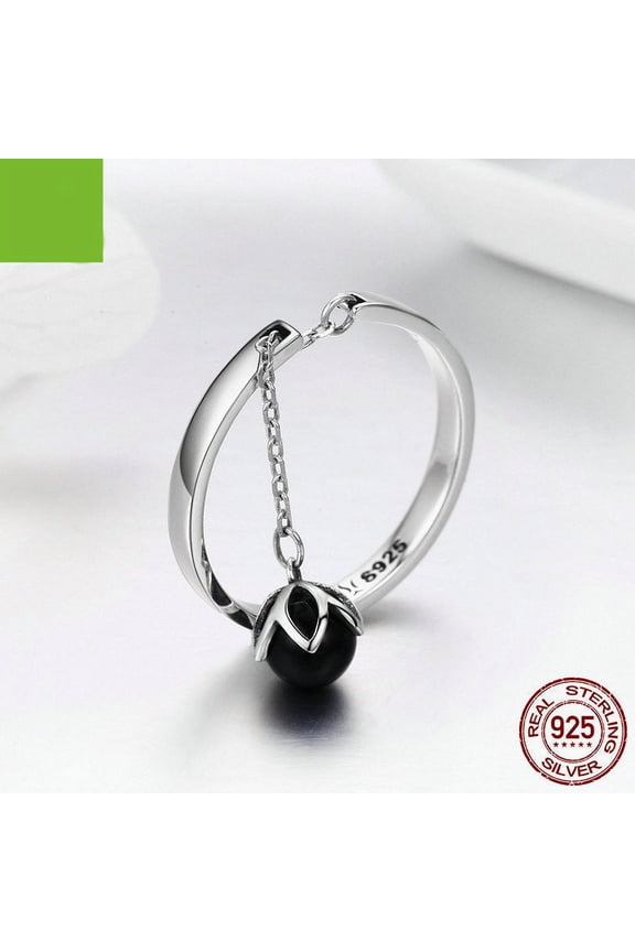 Womens 925 Sterling Silver Shell Beads Ring with Inlaid Zircon, Personalized Flower Jewelry, European American Style