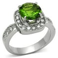 thumbnail image 1 of Womens 9x9mm Round Cut Green Peridot CZ Stainless Steel Cocktail Ring - Size 9, 1 of 4