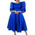 thumbnail image 1 of Womens A-Line Casual Short Babydoll Midi Dress Pleated Cocktail Party Dresses, 1 of 5
