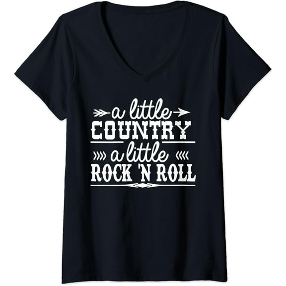 Womens A Little Country a Little Rock N Roll V-Neck T-Shirt