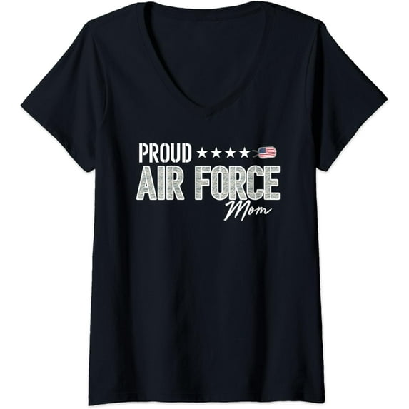 Womens ABU Proud Air Force Mom V-Neck T-Shirt