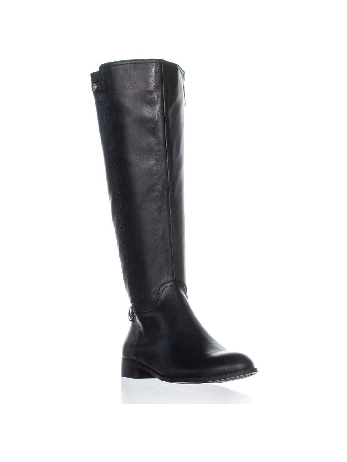 Womens AK Anne Klein Kacey Wide Calf Riding Boots Black Leather Walmart