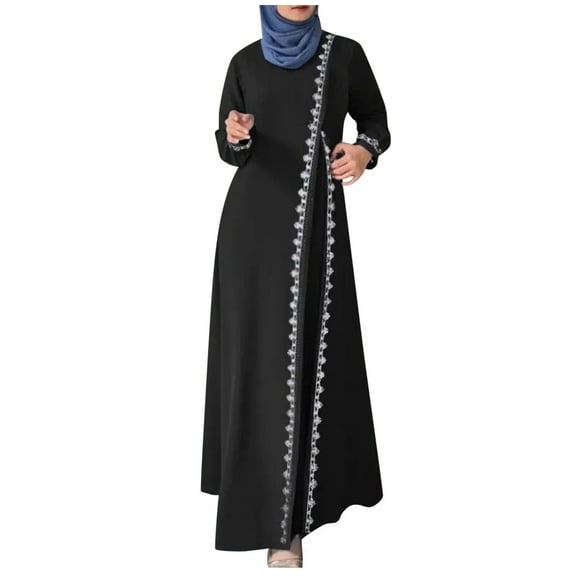 Womens Abaya Long Sleeve Dress Prayer Clothes Casual Kaftan