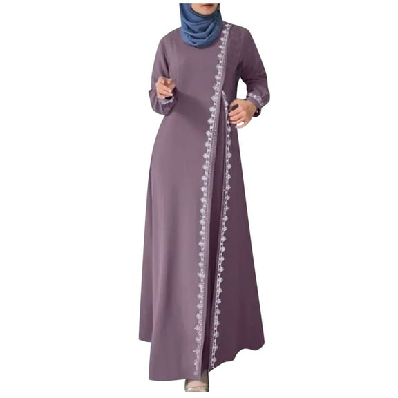 Womens Abaya Long Sleeve Dress Prayer Clothes Casual Kaftan
