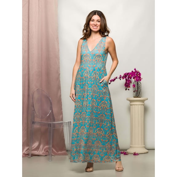 Womens Abstract Print Maxi Dress