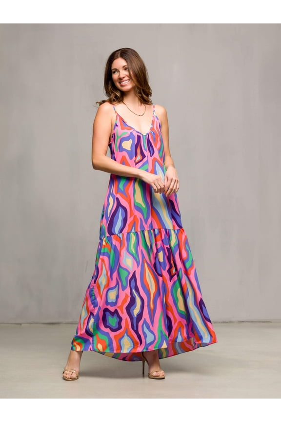 Womens Abstract Print Maxi Dress