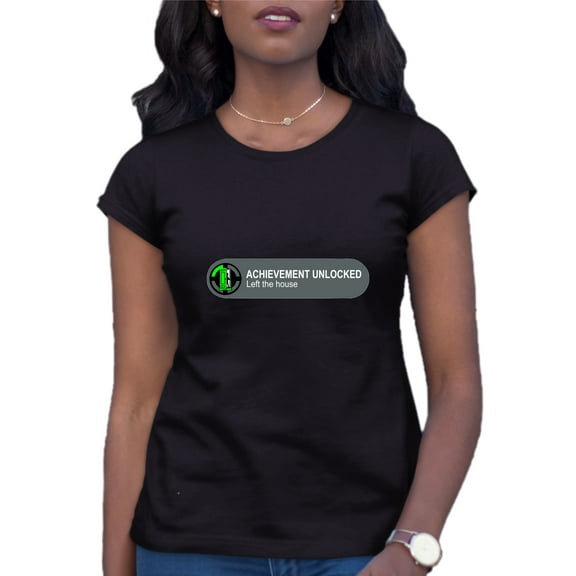 Womens Achievement Unlocked Left The House Funny Gamers T-Shirt
