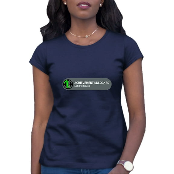 Womens Achievement Unlocked Left The House Funny Gamers T-Shirt