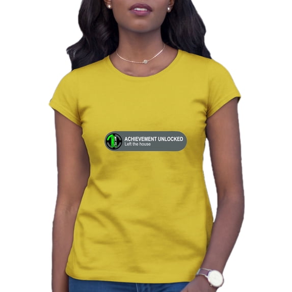 Womens Achievement Unlocked Left The House Funny Gamers T-Shirt