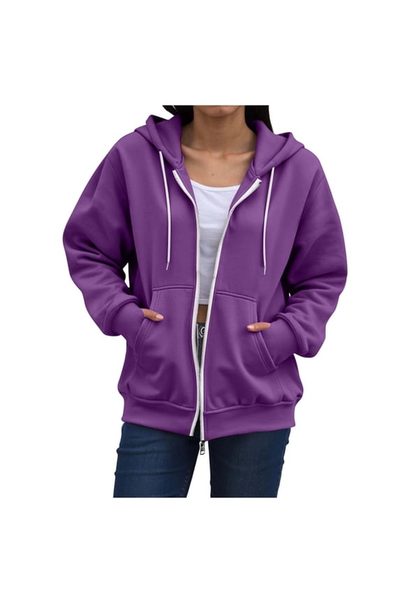 Womens Active Long Sleeve Fleece Zip Up Hoodie with Plus Size Lightweight Sweatshirts Fall Casual Loose Fit Jackets with Pockets