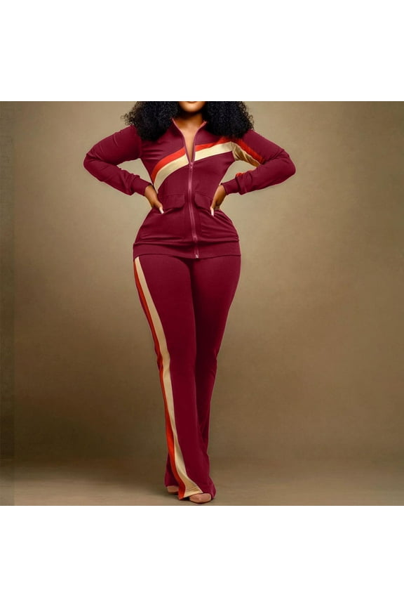 Womens Activewear Autumn Winter Clothes Sports Fashion Two Piece Pants Pocket Tracksuits Clothing Outfits Sets Activewear