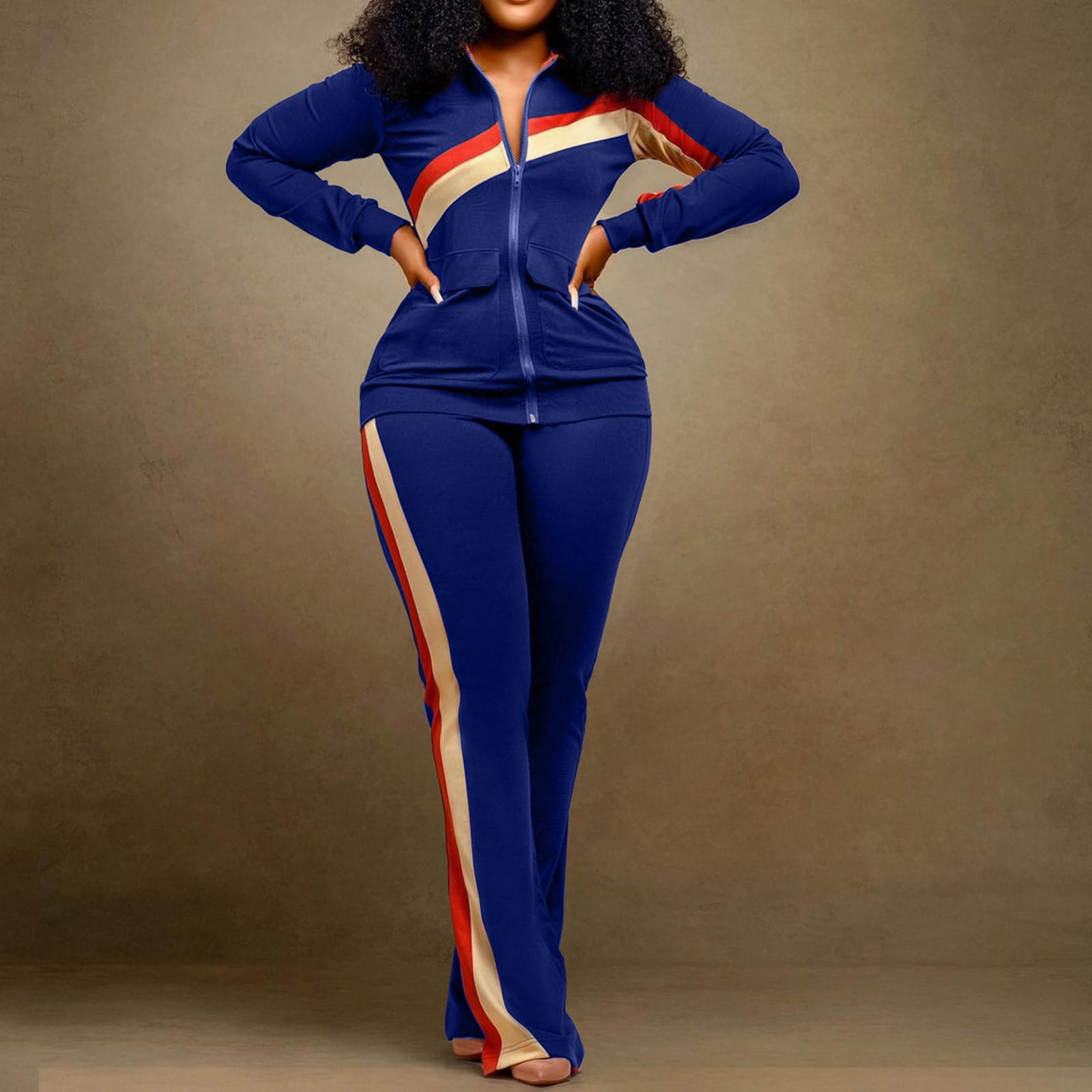 Womens Activewear Autumn Winter Clothes Sports Fashion Two Piece Pants Pocket Tracksuits Clothing Outfits Sets Sportwear