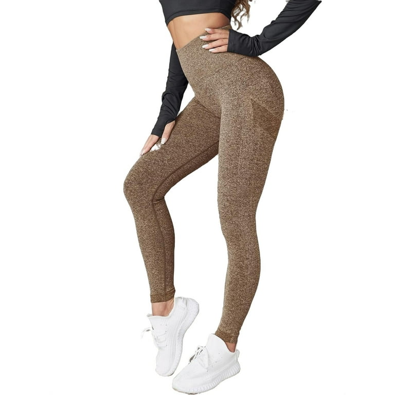 Womens Activewear Sports Leggings Colorblock Leggings Brown M Walmart