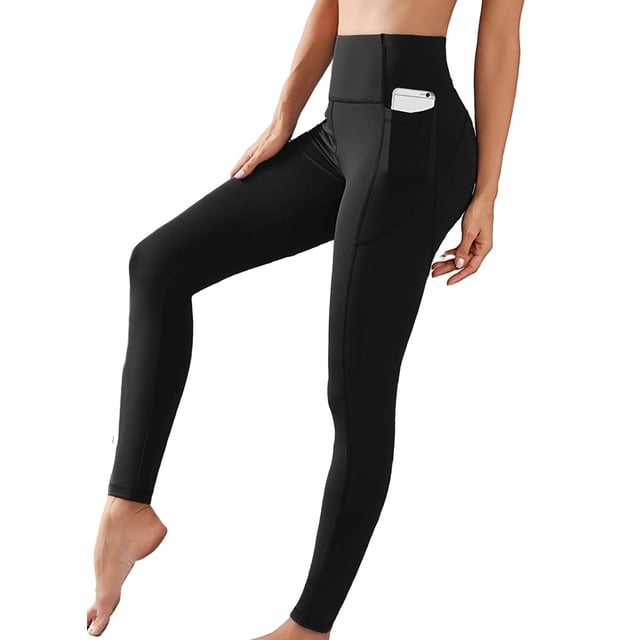 Womens Activewear Sports Leggings Solid Leggings with Phone Pocket