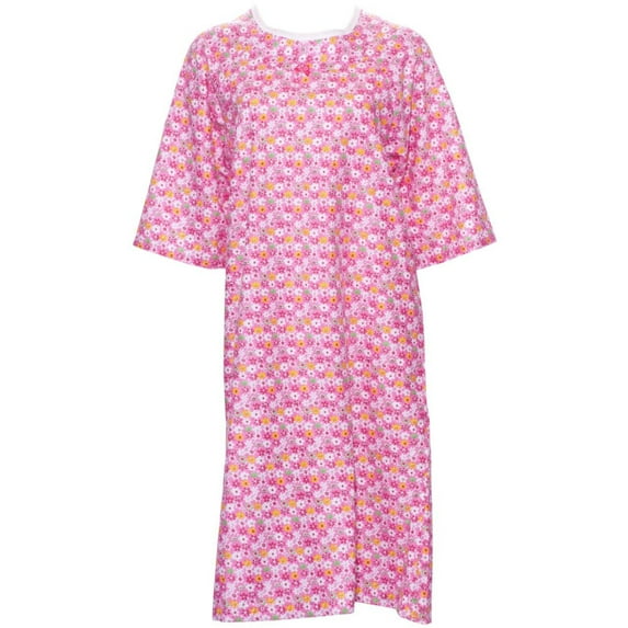 Womens Adaptive Hospital-Style Flannel Nightgown with Shoulder Wrap