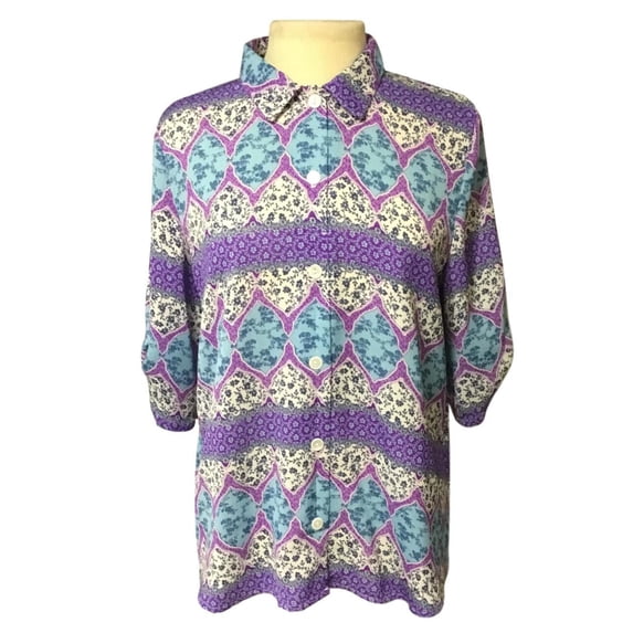 Womens Adaptive Shoulder-Snap Blouse - Violet Teal