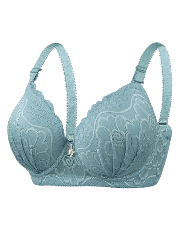Womens Adjustable Breathable D-Cup Bra - Wireless Design, Nylon Fabric, Sexy Lace Detailing, for Full-Busted Comfort and Support