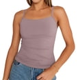 thumbnail image 1 of Womens Adjustable Camisole Sleeveless Square Neck Spaghetti Strap Tank Tops Basic Shirt Gray Pink S, 1 of 8