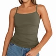 thumbnail image 1 of Womens Adjustable Camisole Sleeveless Square Neck Spaghetti Strap Tank Tops Basic Shirt Green M, 1 of 8
