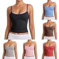 thumbnail image 1 of Womens Adjustable Camisole Sleeveless Square Neck Spaghetti Strap Tank Tops Basic Shirt Rd3 M, 1 of 7