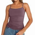 thumbnail image 1 of Womens Adjustable Camisole Sleeveless Square Neck Spaghetti Strap Tank Tops Basic Shirt Rose Red L, 1 of 8