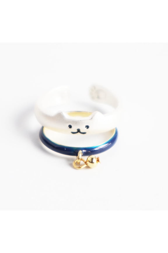 Womens Adjustable Cat Bell Rings Copper Electroplated Animal Jewellery Claw Print Gifts Cute Fashion Accessory