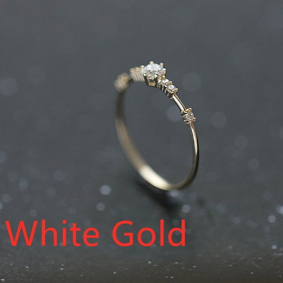 Womens Adjustable Copper Ring Electroplated White Gold Geometric Ring Affordable Luxury Jewelry Gift for Her