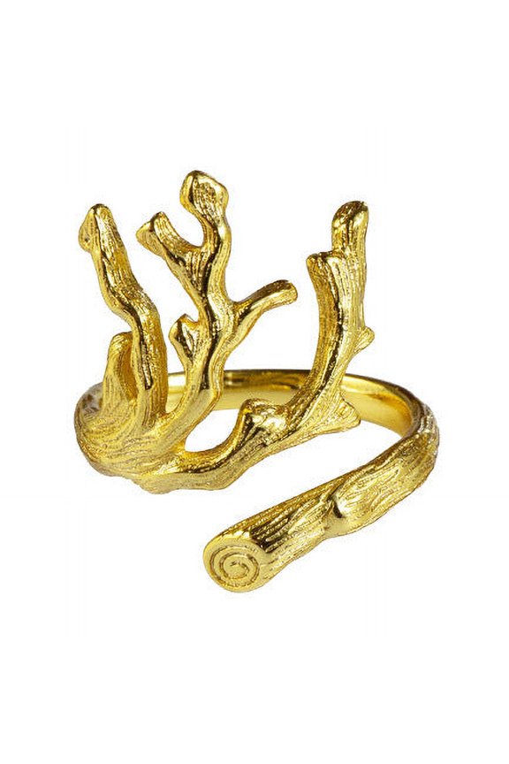 Womens Adjustable Copper Ring, Geometric Lava Texture Branch Design, Electroplated Silver Finish, 2.2cm Wide
