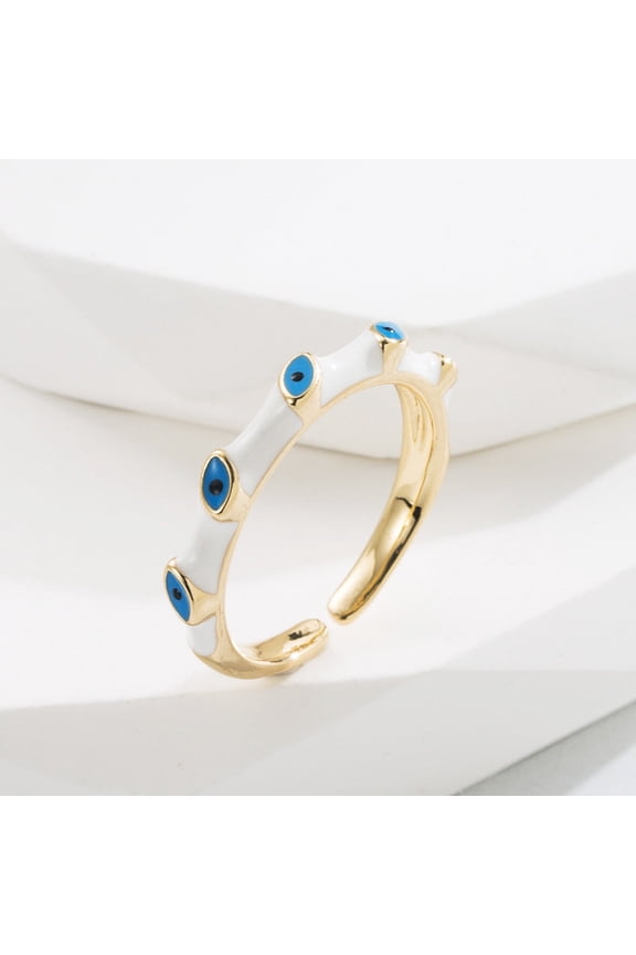 Womens Adjustable Devils Eye Ring Dripping Oil Design Copper Ring Fashion Jewelry Gift For Her For Daily Style