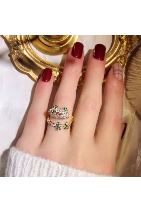 Womens Adjustable Frog Ring Copper Material Playful Jewelry Inspired By Japanese And Korean Animal Design Durable Gift