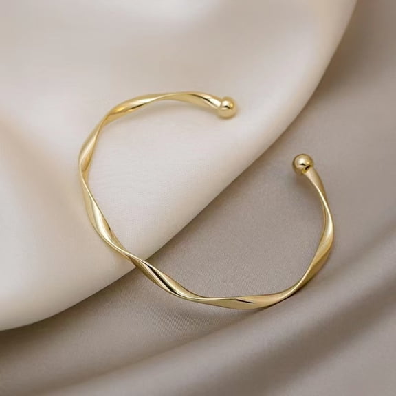 Womens Adjustable Gold Cuff Bracelet Simple Open Bangle Gift for Mother Wife Valentines Day