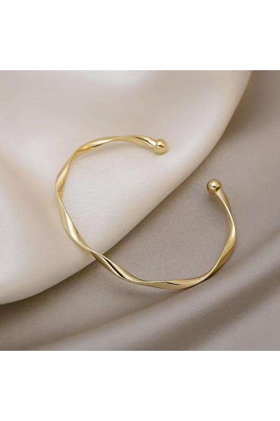Womens Gold Cuff Bracelet Adjustable Fashion Jewelry Simple Open Bangle Gift for Mother Wife Valentines Day