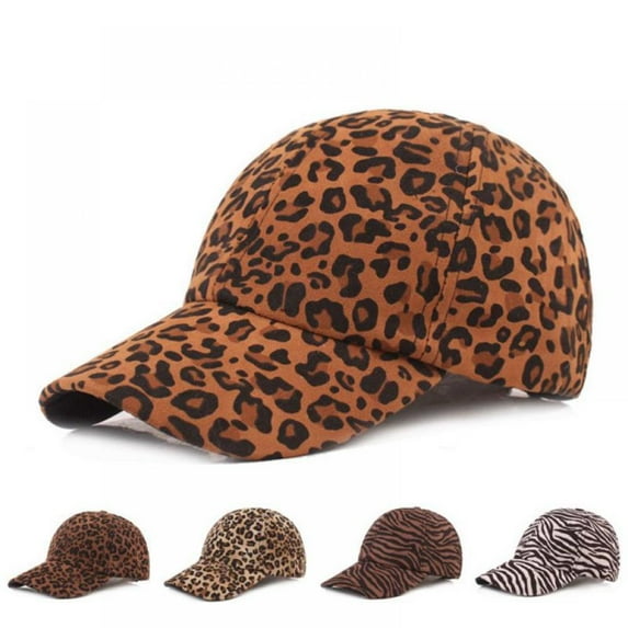 Womens Adjustable Leopard Cheetah Print Organic Cotton Dad Hat Baseball Cap