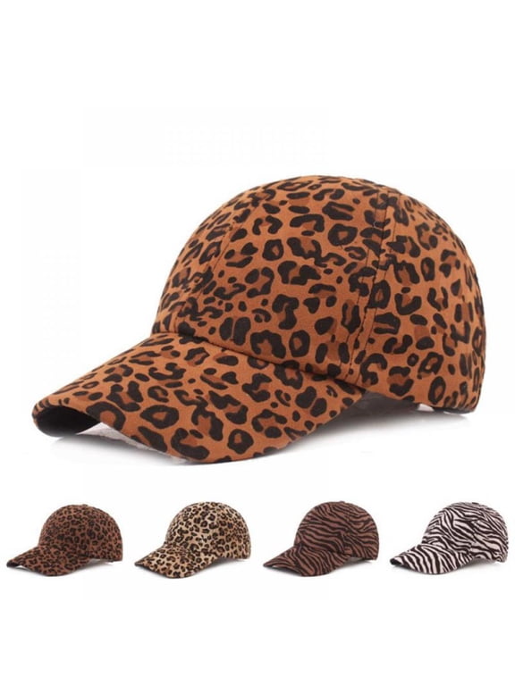 Womens Adjustable Leopard Cheetah Print Organic Cotton Dad Hat Baseball Cap