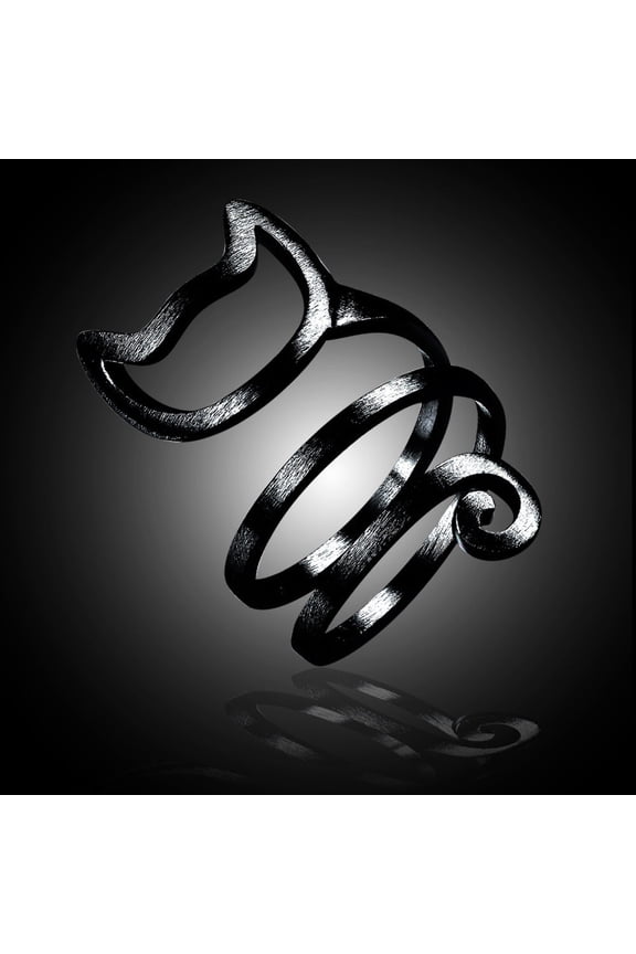 Womens Adjustable Matte Cat Ring Kitten Animal Finger Ring Durable Alloy Wrap Design Jewelry Gift For Cat Lovers