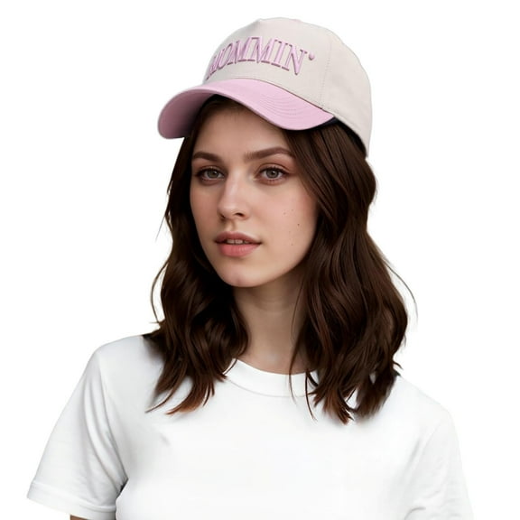 Womens Adjustable Mommin Embroidery Canvas Trucker Hat Ponytail Baseball Cap