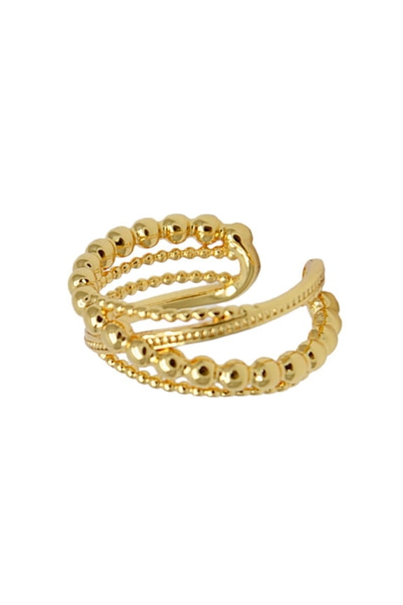 Womens Adjustable Open Ring, Braided Winding Multi-layer Cross Copper Ring, Irregular Wave Geometry European and American Style Ring