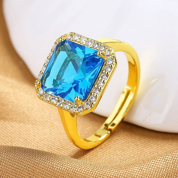 Womens Adjustable Open Ring Retro Geometric Square Copper Ring For Women Silver Tone Affordable Luxury Chic Up
