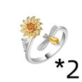 thumbnail image 1 of Womens Adjustable Rotating Sunflower Ring Zircon Inlaid Copper White Color Plated Durable Fashion Jewelry Gift, 1 of 8