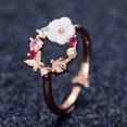 thumbnail image 1 of Womens Adjustable Shell Flower Butterfly Pearl Ring Crystal Inlaid Copper Rose Gold Geometric Fashion Jewelry Gift, 1 of 5
