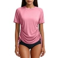 thumbnail image 1 of Womens Adjustable Side Drawstring Rash Guard UV Sun Protection Beach Surf Swimming Short Sleeve Tops Swimwear, 1 of 9