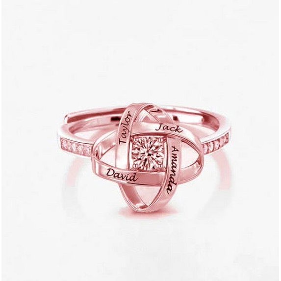 Womens Adjustable Silver Clover Open Ring: Electroplated, Personalized with Letters, Numbers, or Text, Exhibits a Unique Personality Style