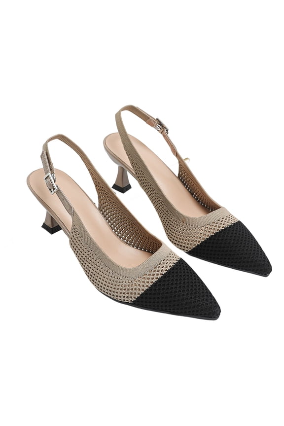Womens Adjustable Slingback Kitten Heels, Pointed Toe Mid-Low Heel, Cute Knitted On Work Pumps Dress Shoes for Work Wedding Everyday Parties(Multicolour,5.5)