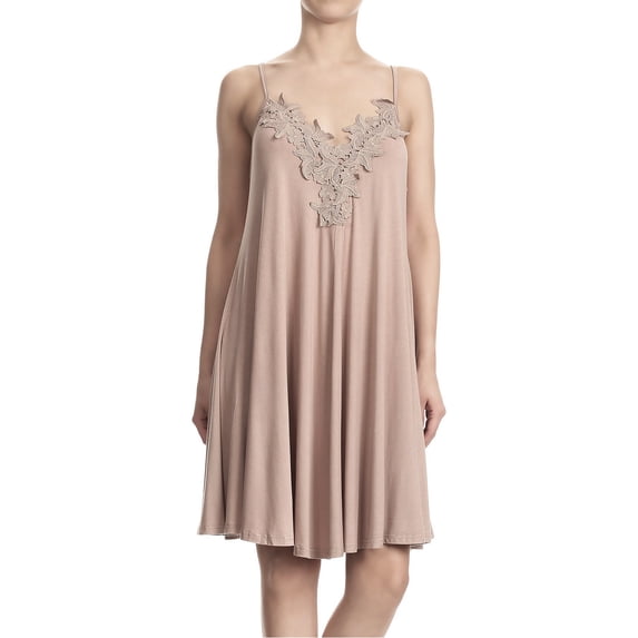 Womens Adjustable Spaghetti Strap Flowy With Lace Applique Party Dress