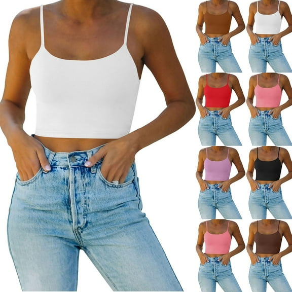 Womens Adjustable Strap Camisole Double Lined Support Yoga Crop Tank Comfortable Fit