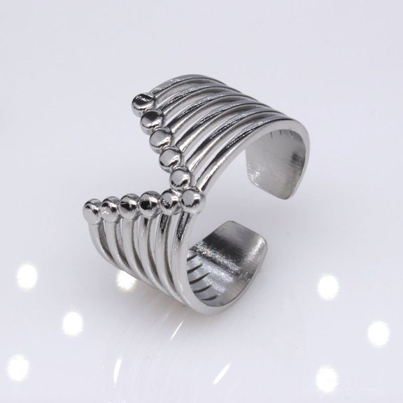 Womens Adjustable Titanium Steel Ring, Geometric European and American Style, Cool Fashion Ring with Bowknot Design