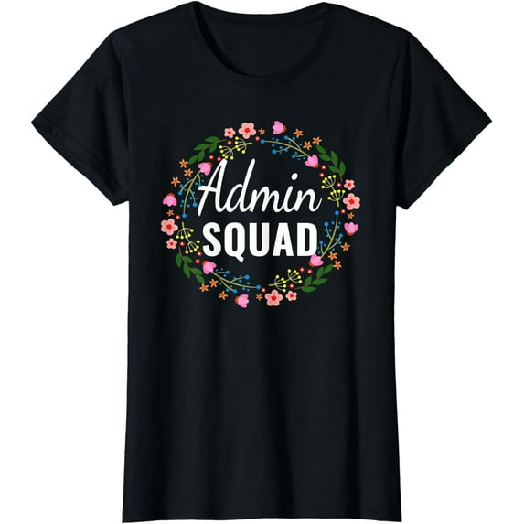 Womens Admin Squad Office Squad School Secretary Cute Floral Women T-Shirt